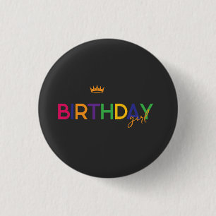 Badge Rond 2,50 Cm Fille d'anniversaire