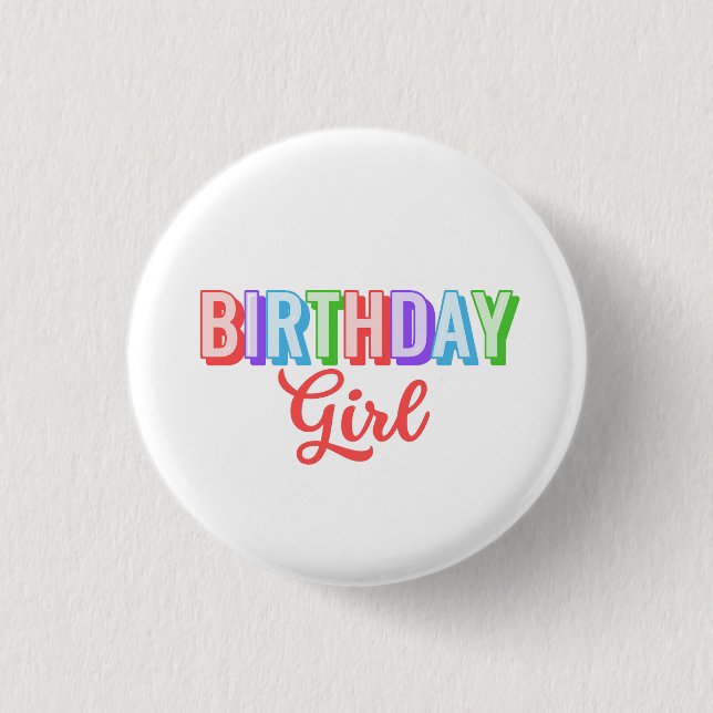 Badge Rond 2,50 Cm Fille d'anniversaire  (Devant)