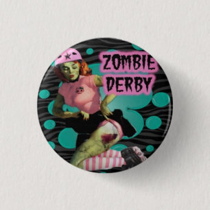 Badge Rond 2,50 Cm Fille de Derby de rouleau de zombi