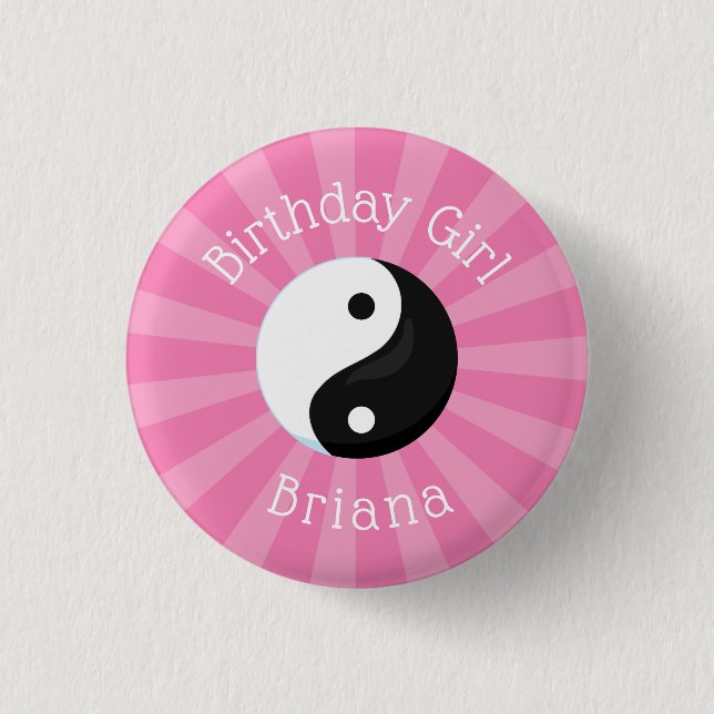 Badge Rond 2,50 Cm Fille de fête d'anniversaire de karaté (Devant)