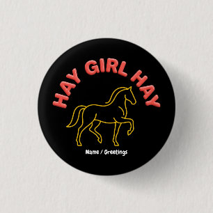 Badge Rond 2,50 Cm Fille de Foin Rétro Cheval Graphique 2026 Chic Wes