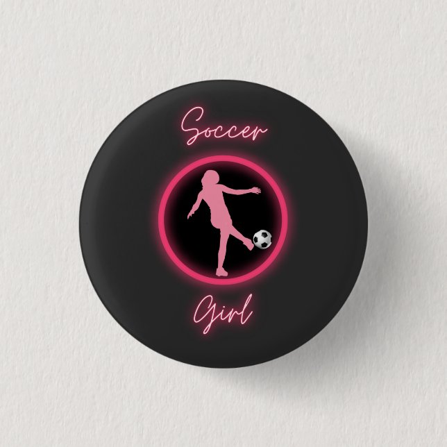 Badge Rond 2,50 Cm Fille de soccer rose brillant (Devant)