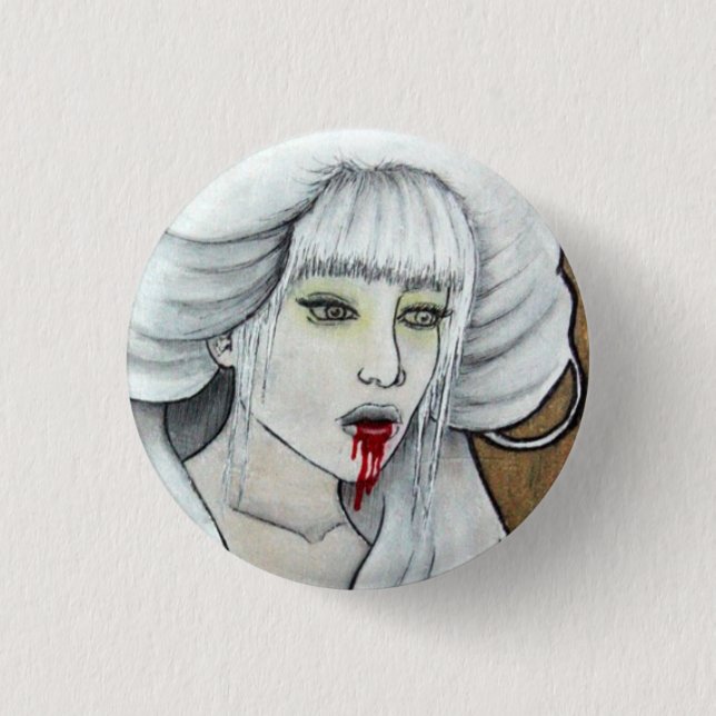 Badge Rond 2,50 Cm Fille de vampire - hématémèse - art foncé (Devant)