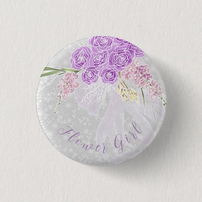Badge Rond 2,50 Cm Fille fleurie de Puerto Madero Bouquet en tulle à  (Devant)