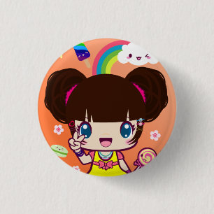 Badge Rond 2,50 Cm Fille Harajuku Yuriko