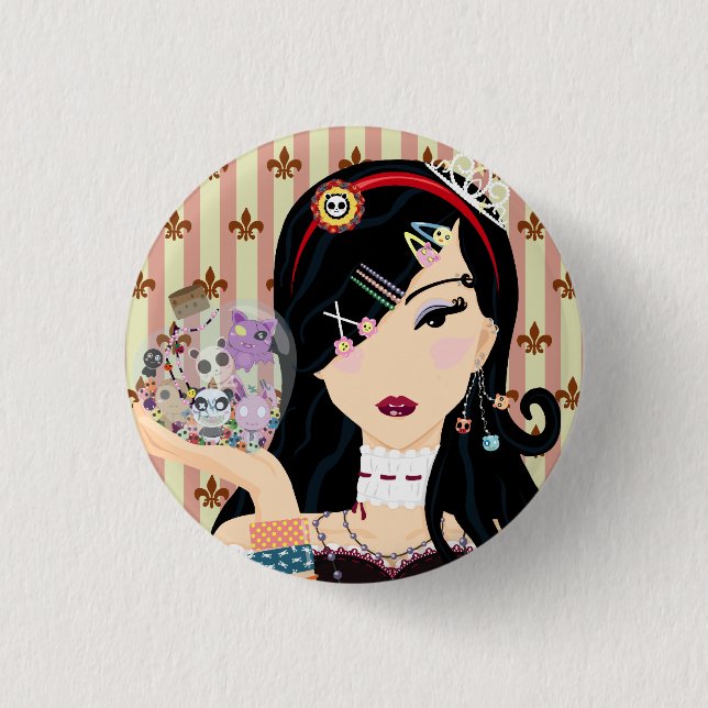 Badge Rond 2,50 Cm Fille Mayumi de Harajuku (Devant)