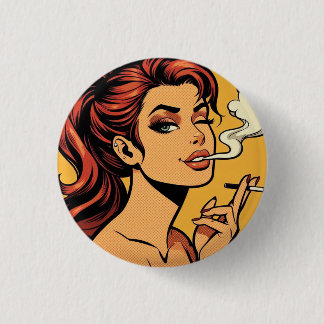 Badge Rond 2,50 Cm Fille qui fume | Art pop bande dessinée | Amoureux