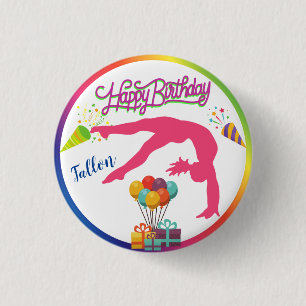 Badge Rond 2,50 Cm Filles Anniversaire Gymnastique Ressort Arc-en-cie