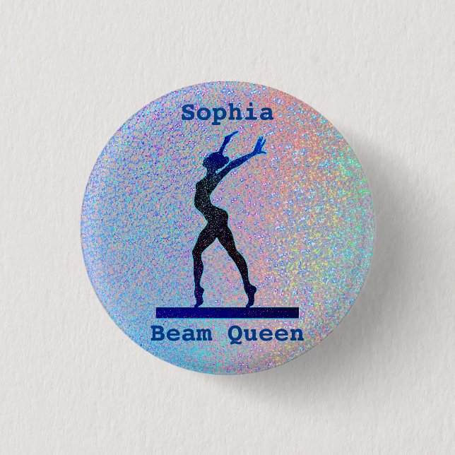 Badge Rond 2,50 Cm Filles Beam Queen Gymnastique holographique (Devant)