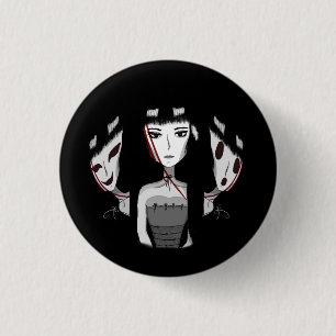 Badge Rond 2,50 Cm Filles Emo Noires