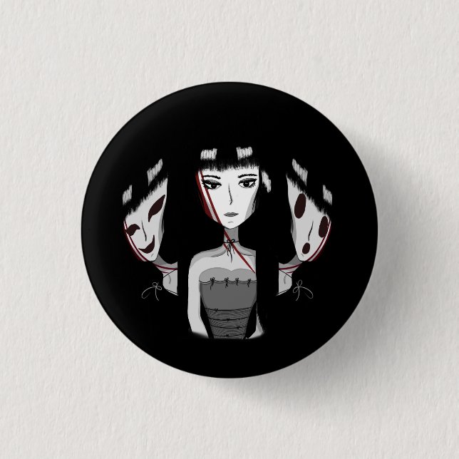 Badge Rond 2,50 Cm Filles Emo Noires (Devant)