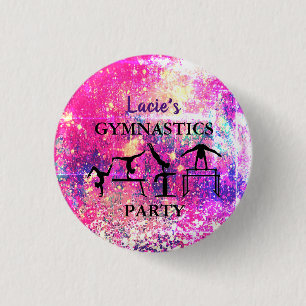 Badge Rond 2,50 Cm Filles Gymnastique Anniversaire Rustique Sparkle P