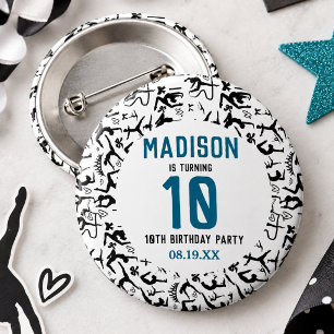 Badge Rond 2,50 Cm Filles Gymnastique Moderne Noir Enfants 10ème Anni