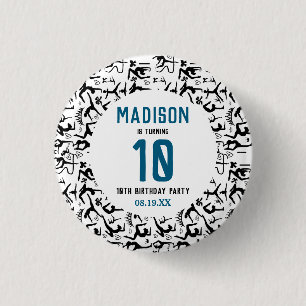 Badge Rond 2,50 Cm Filles Gymnastique Moderne Noir Enfants 10ème Anni