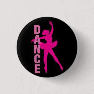 Badge Rond 2,50 Cm Filles Hot rose Ballerina Danse