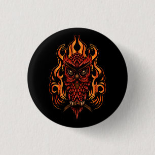 Badge Rond 2,50 Cm Fire owl