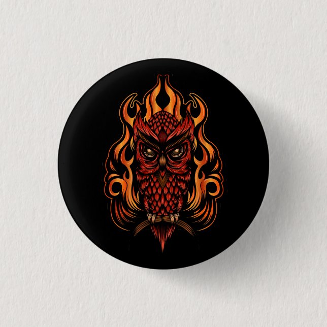 Badge Rond 2,50 Cm Fire owl (Devant)