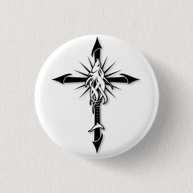 Badge Rond 2,50 Cm Fish-Cross_Shadow (Devant)