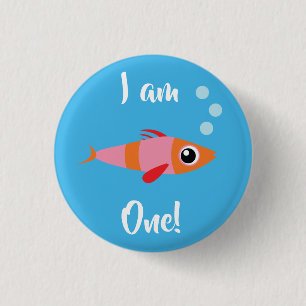 Badge Rond 2,50 Cm Fish Sea Ocean Aquarium d'anniversaire pour enfant