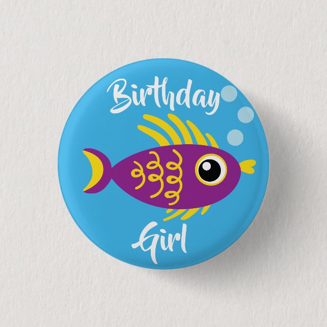 Badge Rond 2,50 Cm Fish Sea Ocean Aquarium d'anniversaire pour enfant (Devant)