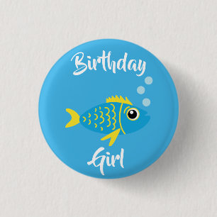 Badge Rond 2,50 Cm Fish Sea Ocean Aquarium d'anniversaire pour enfant