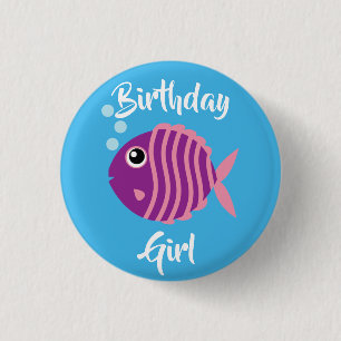 Badge Rond 2,50 Cm Fish Sea Ocean Aquarium d'anniversaire pour enfant