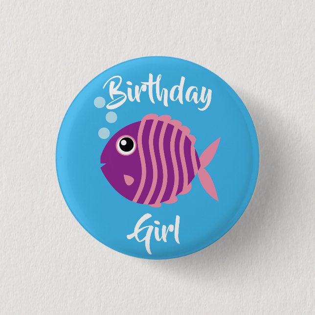 Badge Rond 2,50 Cm Fish Sea Ocean Aquarium d'anniversaire pour enfant (Devant)