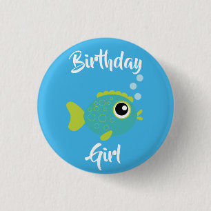 Badge Rond 2,50 Cm Fish Sea Ocean Aquarium d'anniversaire pour enfant