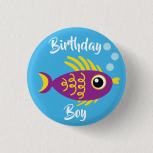 Badge Rond 2,50 Cm Fish Sea Ocean Aquarium d'anniversaire pour enfant