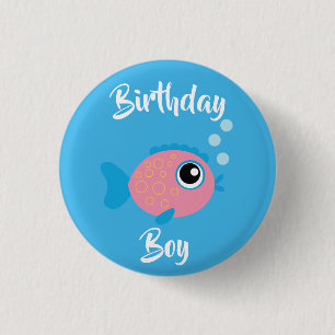 Badge Rond 2,50 Cm Fish Sea Ocean Aquarium d'anniversaire pour enfant