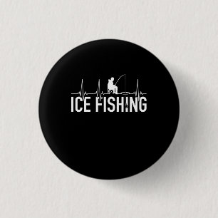 Badge Rond 2,50 Cm Fisher Ice Fishing Hearbeat