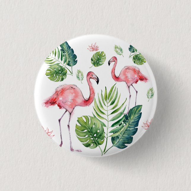 Badge Rond 2,50 Cm Flamant rose (Devant)