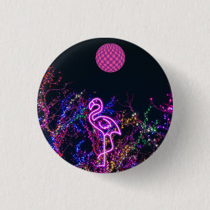 Badge Rond 2,50 Cm Flamant rose à la soirée dansante.