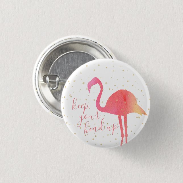 Badge Rond 2,50 Cm Flamant rose d'aquarelle Tropical Rose Cute Gardez (Devant & derrière)
