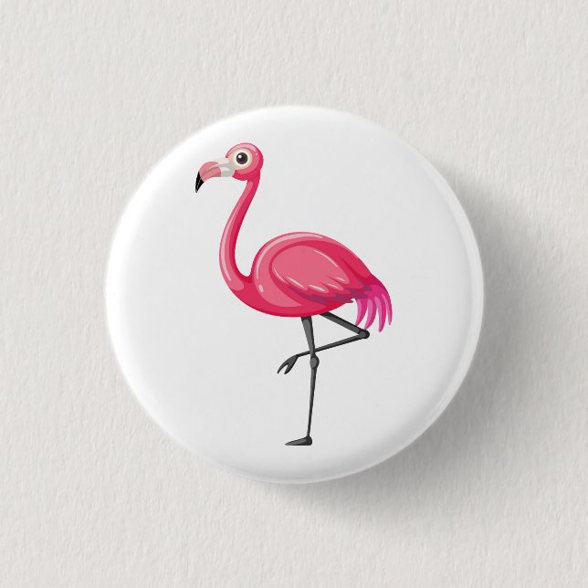 Badge Rond 2,50 Cm Flamant Rose de Style Cartoon (Devant)