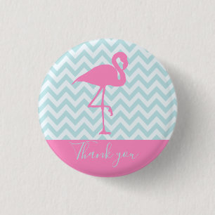 Badge Rond 2,50 Cm Flamant rose rose moderne, Merci