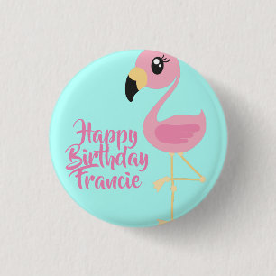 Badge Rond 2,50 Cm Flamant rose rose Tropical 1er Anniversaire Éping