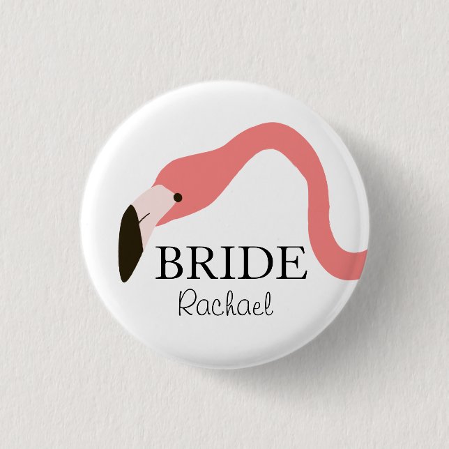 Badge Rond 2,50 Cm Flamant rose rose Whimsy Bride (Devant)