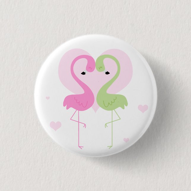 Badge Rond 2,50 Cm Flamants roses (Devant)
