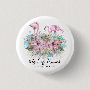 Badge Rond 2,50 Cm FLAMANTS ROSES de cadeaux de la fête de la mariée