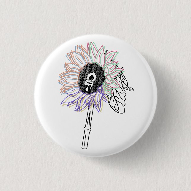 Badge Rond 2,50 Cm Fleur Arc-en-ciel Art Funky (Devant)