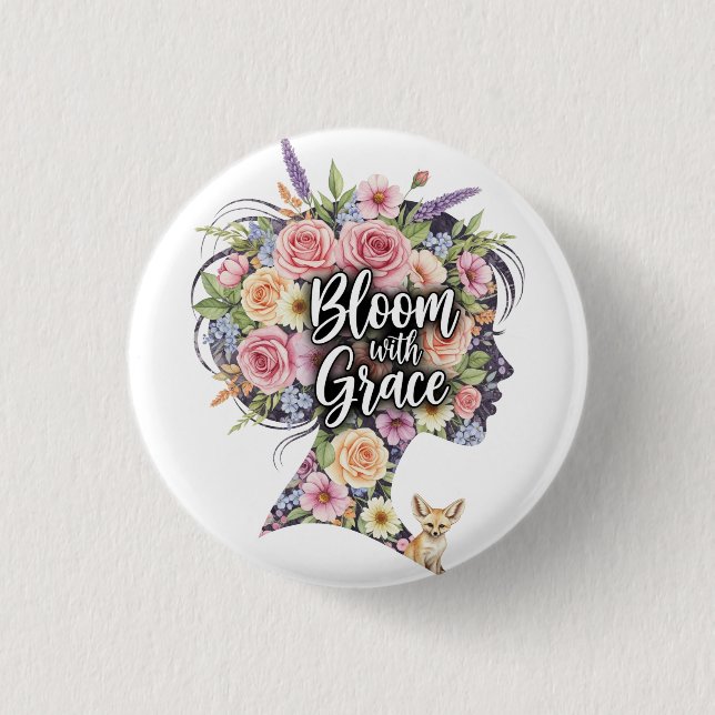 Badge Rond 2,50 Cm Fleur avec Grace Floral Inspiration Citation Desig (Devant)