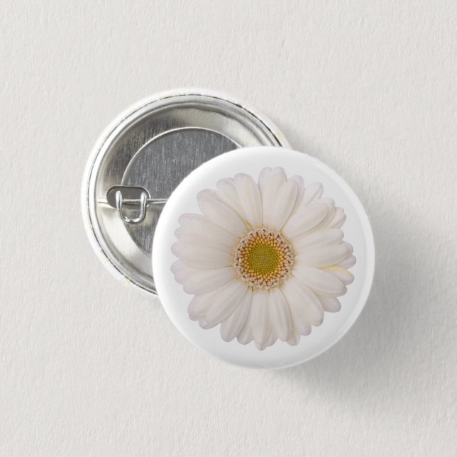 Badge Rond 2,50 Cm Fleur blanche classique de marguerite de Gerbera (Devant & derrière)