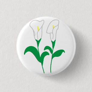 Badge Rond 2,50 Cm Fleur botanique de calla lily blanche Cadeau
