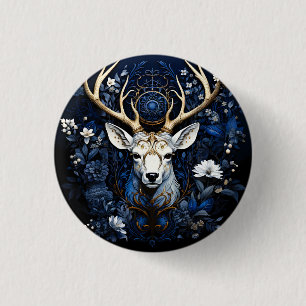 Badge Rond 2,50 Cm Fleur céleste gothique de cerf de minuit