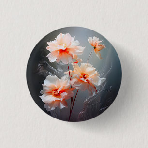 Badge Rond 2,50 Cm Fleur de Brume Élégante Abstraite aux Teintes Rose