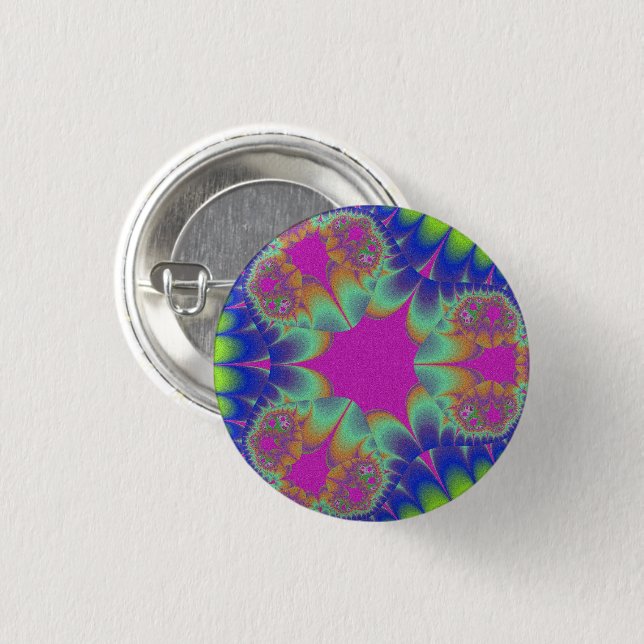 Badge Rond 2,50 Cm Fleur de cactus fractale (Devant & derrière)