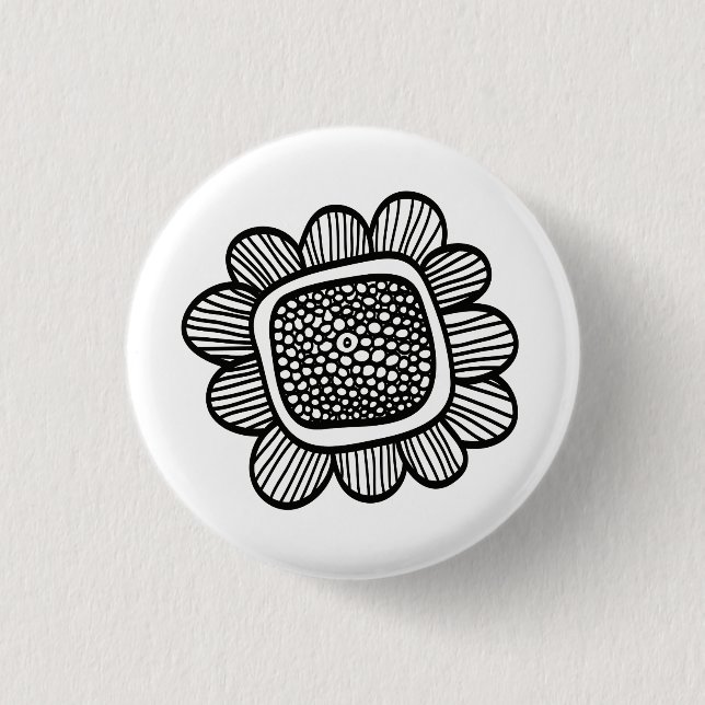 Badge Rond 2,50 Cm Fleur de Doodle (Devant)