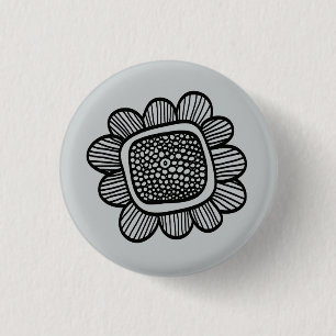 Badge Rond 2,50 Cm Fleur de griffonnage