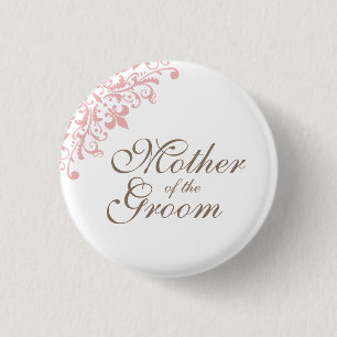 Badge Rond 2,50 Cm Fleur de Lis Rose Script Mère De La Salle